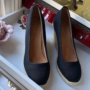 J. Crew Elegant Black and Tan Wedges